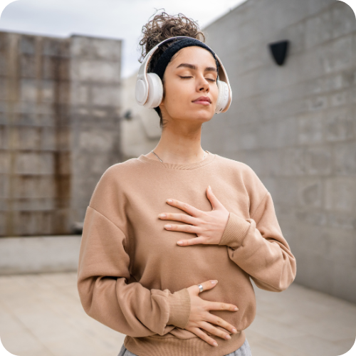 woman with headphones and headphones